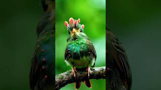 Incredible Bird with Green Feathers \u0026 Bold Red Highlights! 🦜🌿 #shorts #wildlife #birds #nature