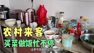 农村家里来客，到镇上逛街买菜，老婆手忙脚乱做一桌菜