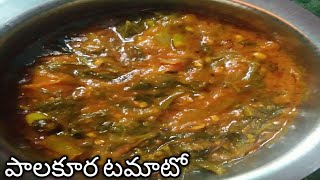 పాలకూర టమాటో/ Paala Kura Tomato curry/ Spinach Tomato curry Recipe in Telugu by Bhagyamma Foods