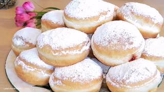 Berliner / Krapfen - leckeres Rezept / Berliner Pfannkuchen mit Marmelade/ Пышные ПОНЧИКИ с Вареньем