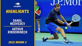Daniil Medvedev vs. Arthur Rinderknech Highlights | 2022 US Open Round 2