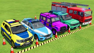 TRANSPORTİNG CARS, POLICE CARS, FIRE TRUCK, AMBULANCE WITH TRUCKS - Farming Simulator 22