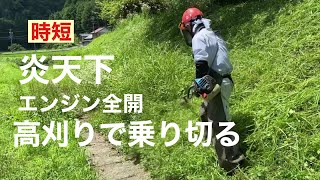 田舎暮らしの日常　エンジン全開、高刈りで時短、炎天下の草刈り　飛騨の山奥での生活