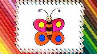 how to draw butterfly coloring pages - Art colors for kids - learn colors theUniqekids #butterfly