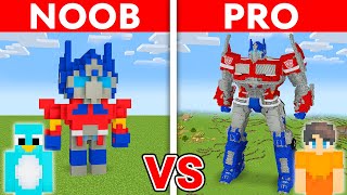 NOOB vs PRO: OPTIMUS PRIME Transformer House Build Challenge in Minecraft!