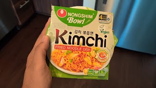 Nongshim Kimchi VEGAN Fried Noodle Dish Review - THIS ONE IS FIREEEEEEEE