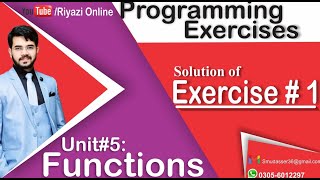 Unit 5 Functions | programming exercise solution | Exercise 1 class 10 computer chapter 5