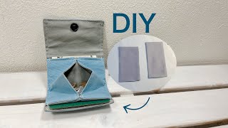 2つの長方形で作る簡単ミニ財布の作り方《ハンドメイド》DIY mini wallet. Coin purse.