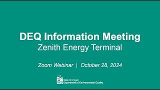 Public information meeting about Zenith Energy 10/28/24