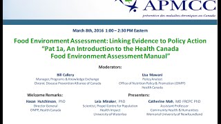 WEBINAR Series - Part1a, Introduction to the Food Environment Assessment Manual