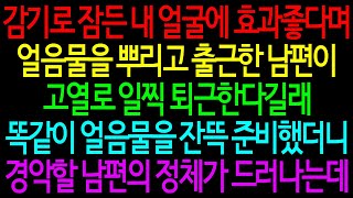 [실화 사연] 감기로 잠든 내 얼굴에 효과좋다며 얼음물을 뿌리고 출근한 남편이 고열로 일찍 퇴근한다길래 똑같이 얼음물을 잔뜩 준비했더니 경악할 남편의 정체가 드러나는데 오늘의사연