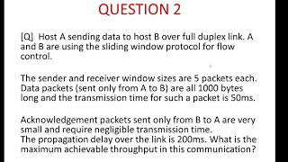 GATE Questions on sliding window protocol with answers