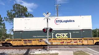 Southbound FEC intermodal train 105 passing through port St. John cocoa Florida