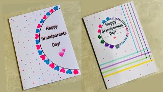 2 Easy Grandparents Day Cards🩷💙without glue & scissors |DIY white paper Card For Grandparents👵👴