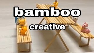 creative. making tables and chairs from bamboo. handicrafts