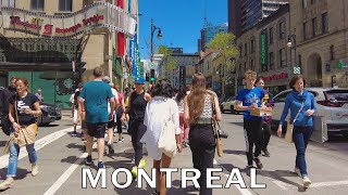 Downtown Montreal Weekend Walk from Peel to Place Des Arts May 2023