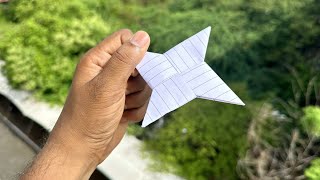 flying ninja star, notebook paper flying star, how to make notebook ninja, paper boomrang,paper star