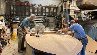 Finishing up the mahogany planking