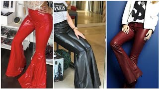 latex flare pants/ fantastic and gorgeous leather and latex women flare pants