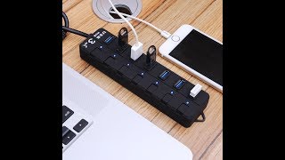 7-Port USB Hub with Independent Switch - Add 7 Additional Devices to Your Single USB Port