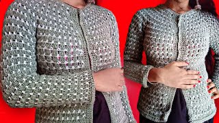 चलो अभी बना लो ये खूबसूरत स्वेटर crochet woman sweater  ||ALLHOMETIPS||