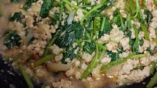 Easy and quick recipe ginisang talbos ng kamote  with pork giniling