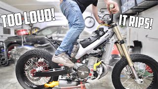 CRF450 FLAT TRACKER/SUPERMOTO BUILD FIRST START! FINAL ASSEMBLY