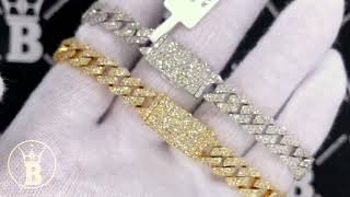 10MM Diamond Cuban Bracelet in 10K Gold | White or Yellow | Real Iced Out Jewelry