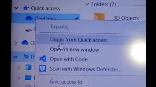 how to unpin onedrive from quick access in windows 10