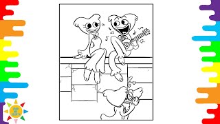 Huggy Wuggy & Kissy Missy Coloring Page | In Love Huggy Wuggy Coloring | Laszlo - Fall To Light
