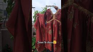 శారీ తో అలియా కట్ డ్రెస్ stitch chesanu#stitching#sareedress#aliacut#longfrocks#sareetodress