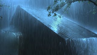 Overcome Insomnia to Sleep Immediately with Heavy Rain & Thunder Sounds on Metal Roof in Rainforest