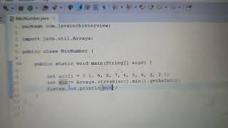 find minimum number from array using java8 #interview #java #java8stream #stream