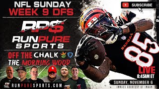 2022 NFL WEEK 9 DRAFTKINGS PICKS AND STRATEGY | RUN PURE DFS NFL SUNDAY
