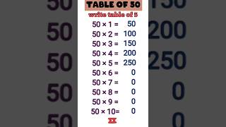 50 table trick | table of 50 | 50 ka table | #table #tables #shorts #maths #trending #viral #tricks