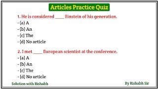 Articles A An The questions | Articles A An The in English Grammar | Articles Practice Set Exercise