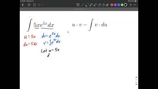 Integration by parts function involving an exponential e^ calculus