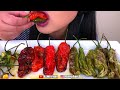 asmr fried green and red shishito peppers no talking eating sounds asmr phan