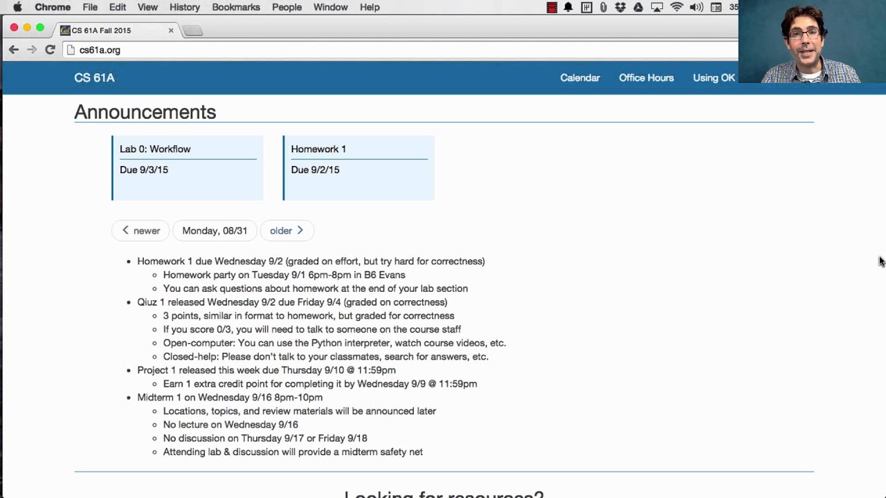 61a Fall 2015 Lecture 03 Video 1 Youtube