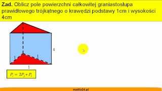 Pole powierzchni całkowitej graniastosłupa prawidłowego trójkątnego - Matfiz24.pl