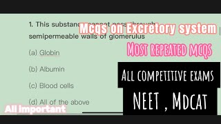 Excretory system l Human kidney MCQS l Most important questions for NEET l Staff nurse exam