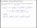 4 Binomial Theorem - Expansion in Ascending or Descending powers of x.