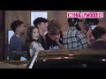 blake gray holds amelie zilber in his arms while bryce hall u0026 the sway boys box at saddle ranch