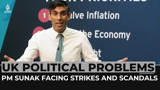 UK political problems: PM Sunak facing strikes and scandals
