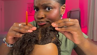 ASMR Nosey Girl Removes Your Braids \u0026 Massages Your Scalp 💆🏾‍♀️ (inaudible whispers)