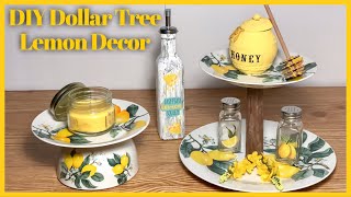 DIY Dollar Tree Lemon Tree Summer Tiered Tray \u0026 Lemon Bottle - Farmhouse Rustic Kitchen Decor