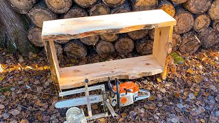 From Big, Worm-Eaten Pine Log on Forest Floor to Rustic Furniture with Alaskan Mill.  #58