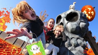 PiRATE iSLAND the FLOOR is LAVA!!  Pumpkin Treasure Hunt and Spooky Challenge for Mom Adley & Niko!
