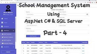 School Management System Project Part 4 in Asp.Net C# & Sql Server | Tech Tips Unlimited