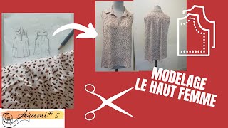 modelage d'une chemise sans manches à partir de patron de base